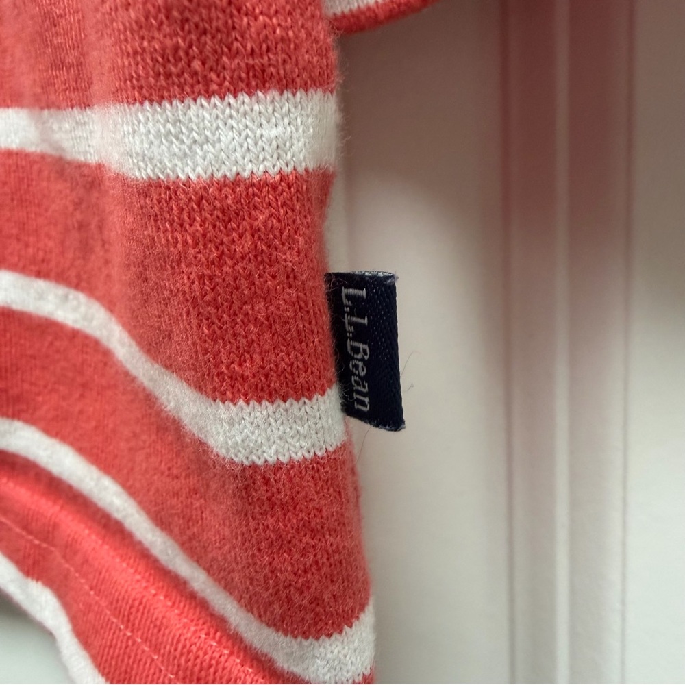 L.L. Bean Heritage Mariner Top Boatneck 3/4 Sleeve Striped Coral Size M - Picture 6 of 11